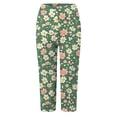 thumbnail image 3 of vigerkar Capri Leggings for Women Cropped Pant Fashion Flower Print Capris Summer Elastic Waist Soft Stretchy Pants (Green, XXL), 3 of 4
