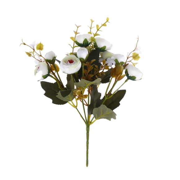 CIMAXIC Wedding DIY Camellia Artificial Flowers Bride Bouquet Xmas Party Decor Faux Fake Flowers Wedding Home Decoration(White),11.02"X4.33"X2.17"