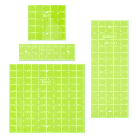 4Pcs Acrylic Quilting Template Rectangular and Square Rulers Sewing Rulers Set Creative Quilting Cutting Template Hand Patchwork Tool Stencil Template Multifunctional Ruler for DIY Craft Silver