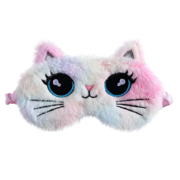 HAJWOH Cute Animal Sleep Mask Soft Plush Sleeping Mask Lovely Cartoon Cat Kitty Eye Blindfold for Women Girls Nap Night Sleeping, Pink