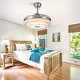 thumbnail image 2 of 42" Silver Crystal Fan Chandelier with Color Changing LEDs & Bluetooth Speaker - Retractable Invisible Blades, 5000 CFM Quiet Motor, for Living Room/Dining Room, 2 of 10