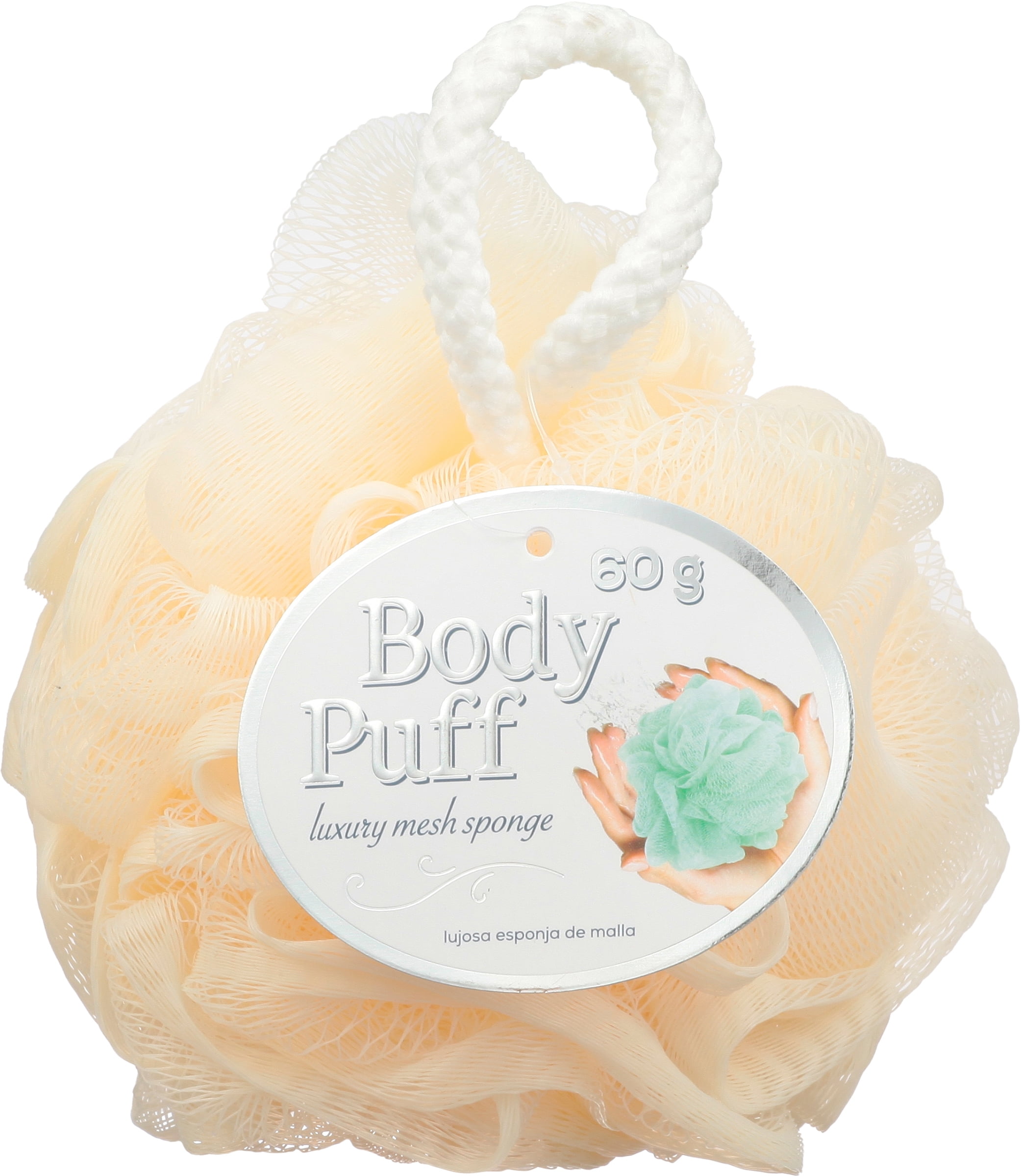 Jacent Nylon Body Puff Luxury Mesh Sponge, Colors Vary 1Pack