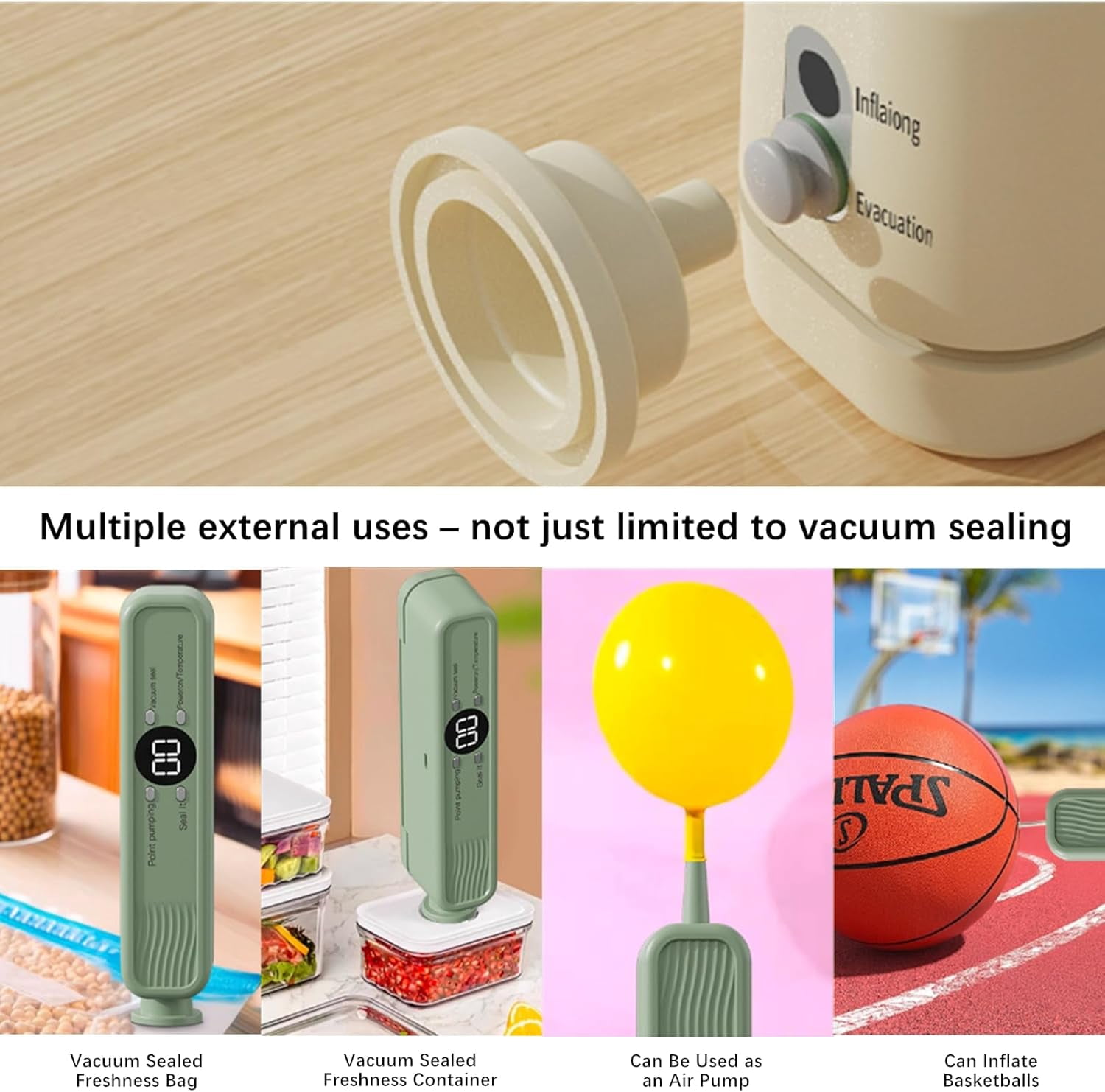 Portable Vacuum Sealer for Food, Compact Vacuum Sealer & Food Sealers, Wireless 60KPA Handheld with 3-Temp Modes for Dry/Wet/Oily Items, Indoor Outdoor Use (Beige)