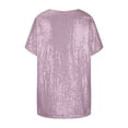 thumbnail image 5 of Fznquz Short Sleeve Shirt Women V Neck Pink Sparkly Tops Summer Glitter Sequin Casual Women Blouses, 5 of 5