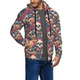 thumbnail image 2 of Uemuo colorful Skull rose for Men's Fashion Full-zip Hoodies & Sweatshirts with Kangaroo Pocket, Zip-up Hooded Sweatshirt, Moisture Wicking & Breathable-X-Large, 2 of 5