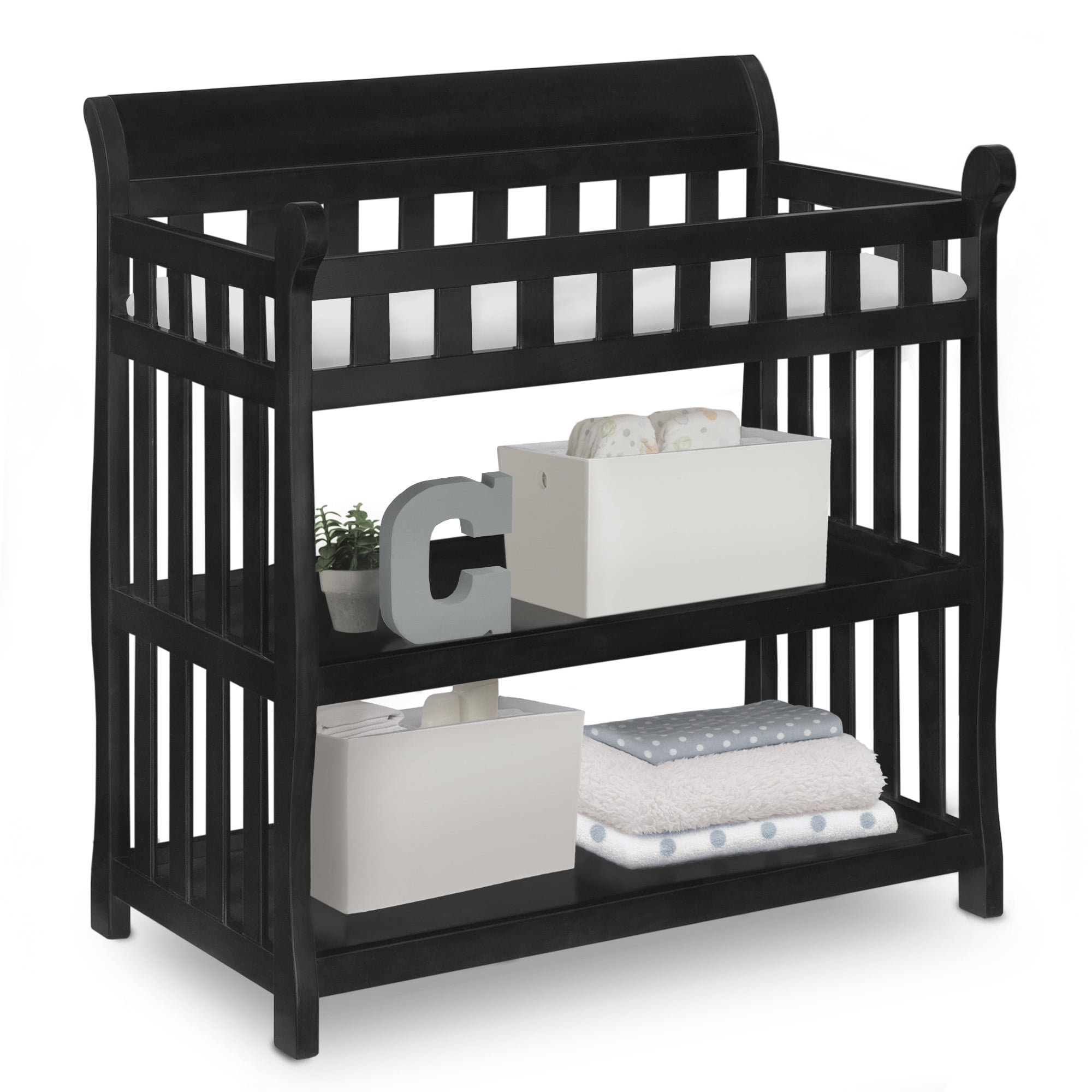 Delta Children Eclipse Changing Table with Pad, Ebony Black