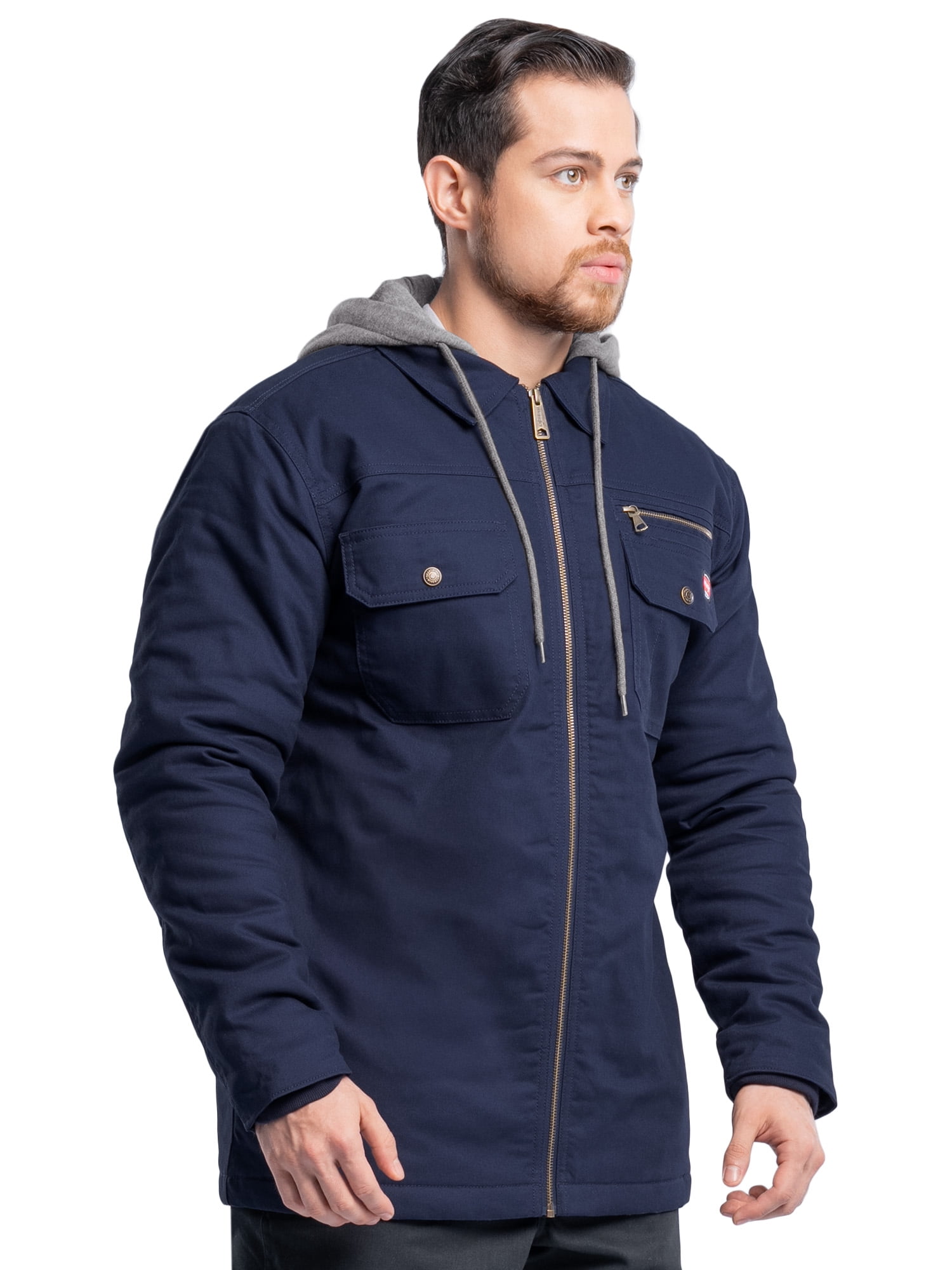 Wrangler Workwear Men's Quilted Lined Work Shirt Jacket with Hood, Size S-5XL (Men's and Big Men's)
