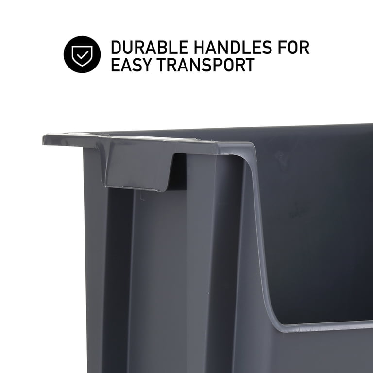 Garage Stacking Storage Bin, Plastic, Gray photo 7