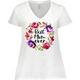 thumbnail image 3 of Inktastic Mother's Day Best Mom Ever with Floral Wreath Women's Plus Size V-Neck T-Shirt, 3 of 5
