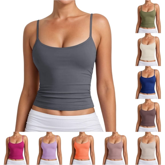 VOUZZA Womens Tank Top Summer Adjustable Spaghetti Strap Crewneck Sleeveless Basic Layering Cami