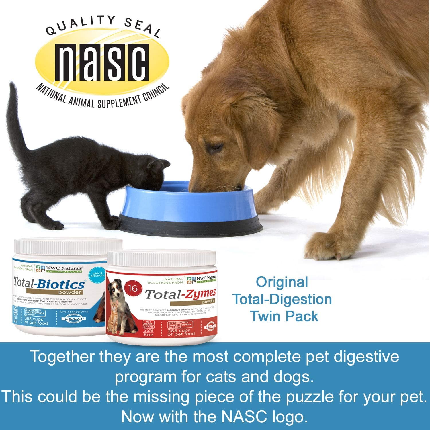 NWC Naturals Total-Digestion Mini-twin Pack Total-Zymes, Total-Biotics Each Jar Treats 100 Cups of Food. Sold by manufacturer.