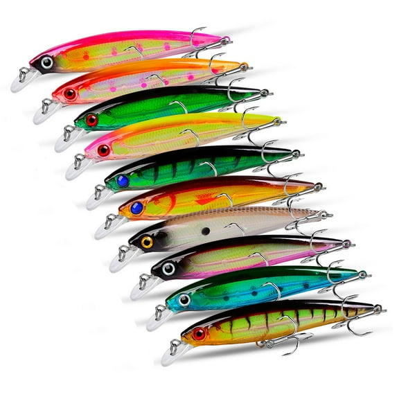 10Pcs 11CM 13.4G Minnow Fishing Lure Hard Bait for Sea Bass Saltwater Freshwater 10 Colors Artificial Bait