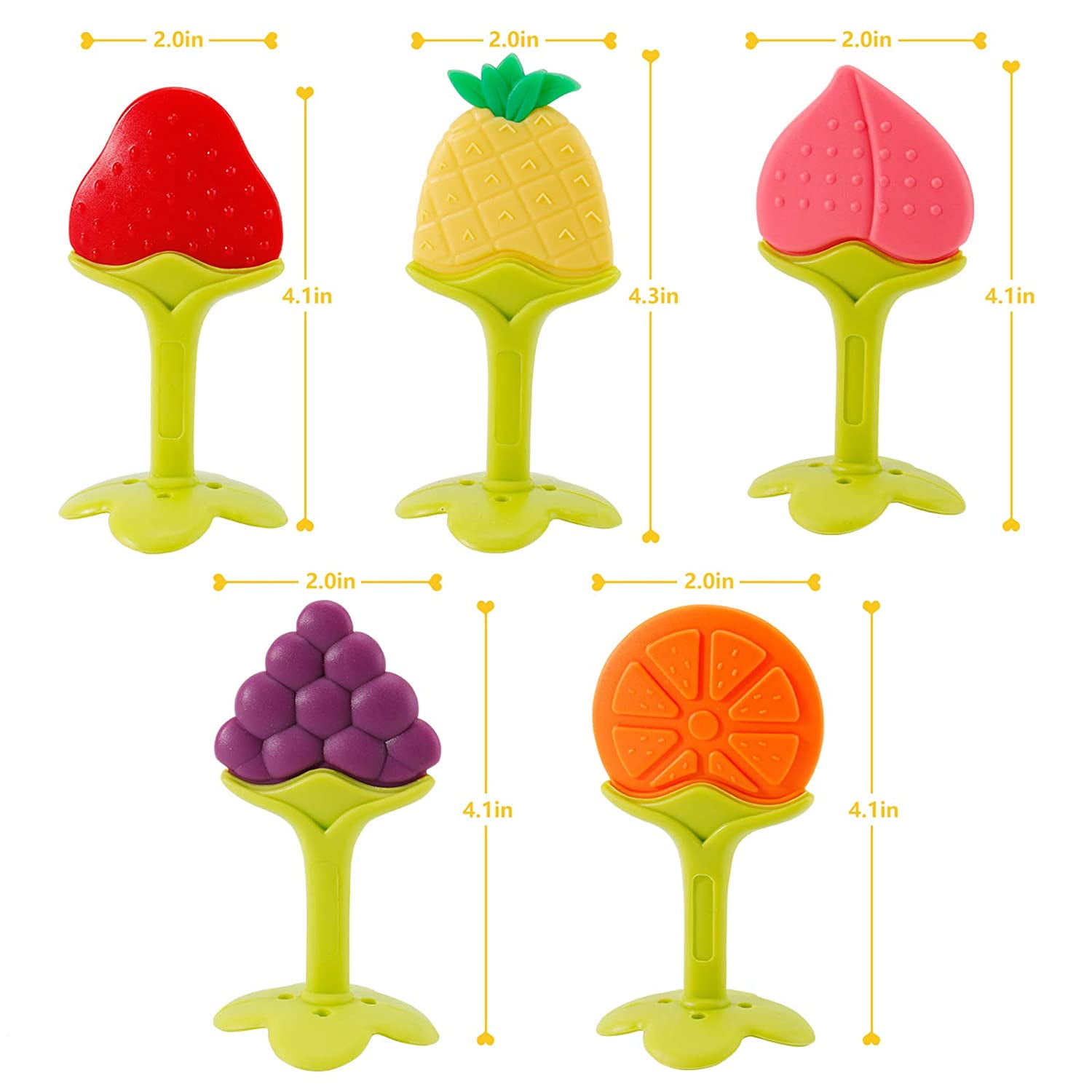 Babarla 5pack Baby Teething Toys fruit Teether Highly Recommended By Moms soft Textured Natural Organic Freezer bpa Phthalates Free