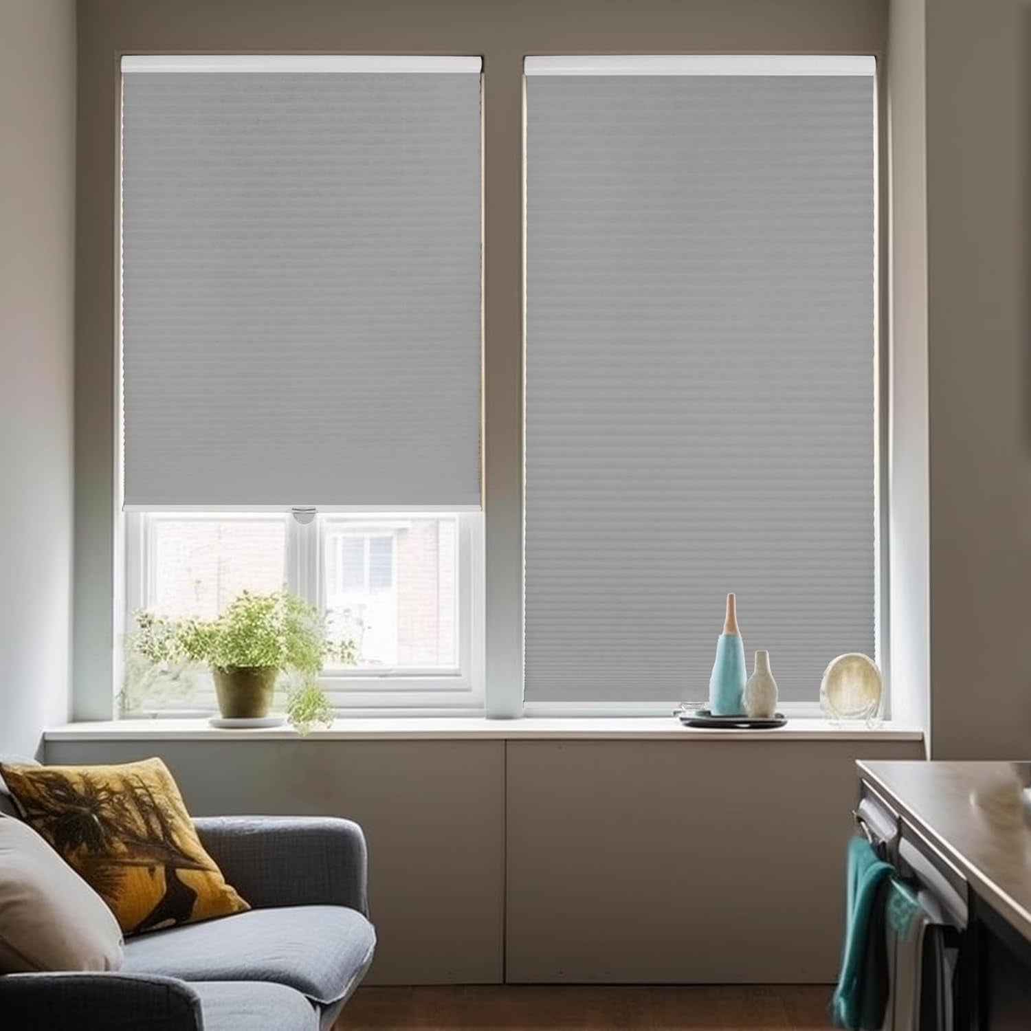 Chicology Silver Cordless Light Filtering Cellular Shades 36.25 in. W x 48 in. L