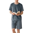 thumbnail image 6 of Maqroz Mens Sweatsuits 2 Piece Set Short Sleeve T-Shirt and Shorts Set Crew Neck Top with Elastic Waist Bottoms Casual Loungewear Soft Everyday Wear Lightweight Comfortable Home Outfit, 6 of 6