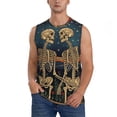 thumbnail image 1 of Balery Romantic Skeletons Under Moon Camisetas sin mangas para hombre, absorbe la humedad y protege contra el mal olor.-Large, 1 of 7