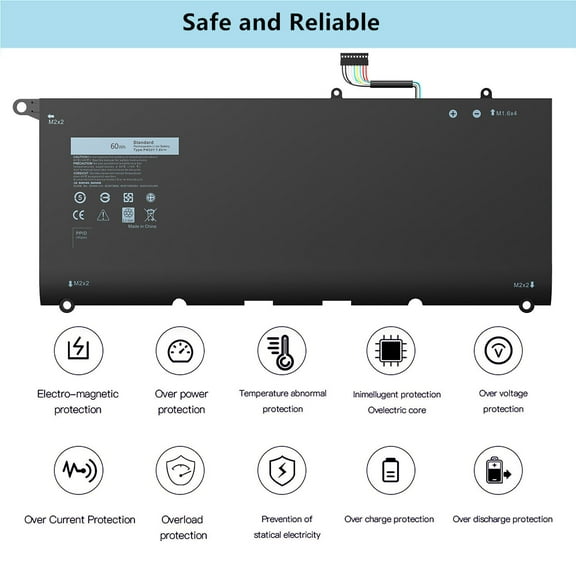 7.6V/60Wh PW23Y RNP72 Battery For Dell XPS 13 9360 XPS 13-9360-D1605G Series