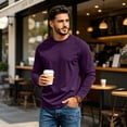 thumbnail image 5 of Garbnen S-4XL Long Sleeve Shirt Men Crew Neck Raglan Shirt Men Casual Basic Relaxed Fit Sports Fall Winter Mens Shirts Big and Tall Purple XXL, 5 of 7