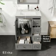 thumbnail image 3 of Eviva Happy 24"W x 18"D Gray Bathroom Vanity with White Carrara Quartz Countertop and Undermount Porcelain Sink, 3 of 10