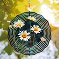 thumbnail image 3 of Metal Hanging Wind Spinners with Wave - Like Pattern Design Daisies & Green Stems - Perfect Wind Chimes for Yard & Garden Decor, 3 of 6