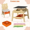 thumbnail image 3 of Costway 5-in-1 Kids' Table & Chair Set with Chalkboard, Whiteboard, 3 Storage Bins, 4 Hooks Natural + White + Orange, 3 of 10