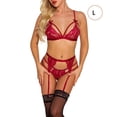 thumbnail image 1 of Ropa interior de encaje sexy para mujer Ropa de dormir Liguero Ropa de dormir Lencería, Rojo vino, L Yuarrent XX000105-09, 1 of 7