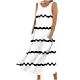 thumbnail image 2 of Teissuly New Women's Sleeveless Cotton And Linen Round Neck Printed Long Dress, 2 of 5