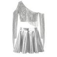 thumbnail image 4 of Miutii Kids Girls Shiny Metallic Jazz Dance Outfits Sparkle Sequins Tassels Crop Tops with Flared Skirt Set Silver 10, 4 of 7