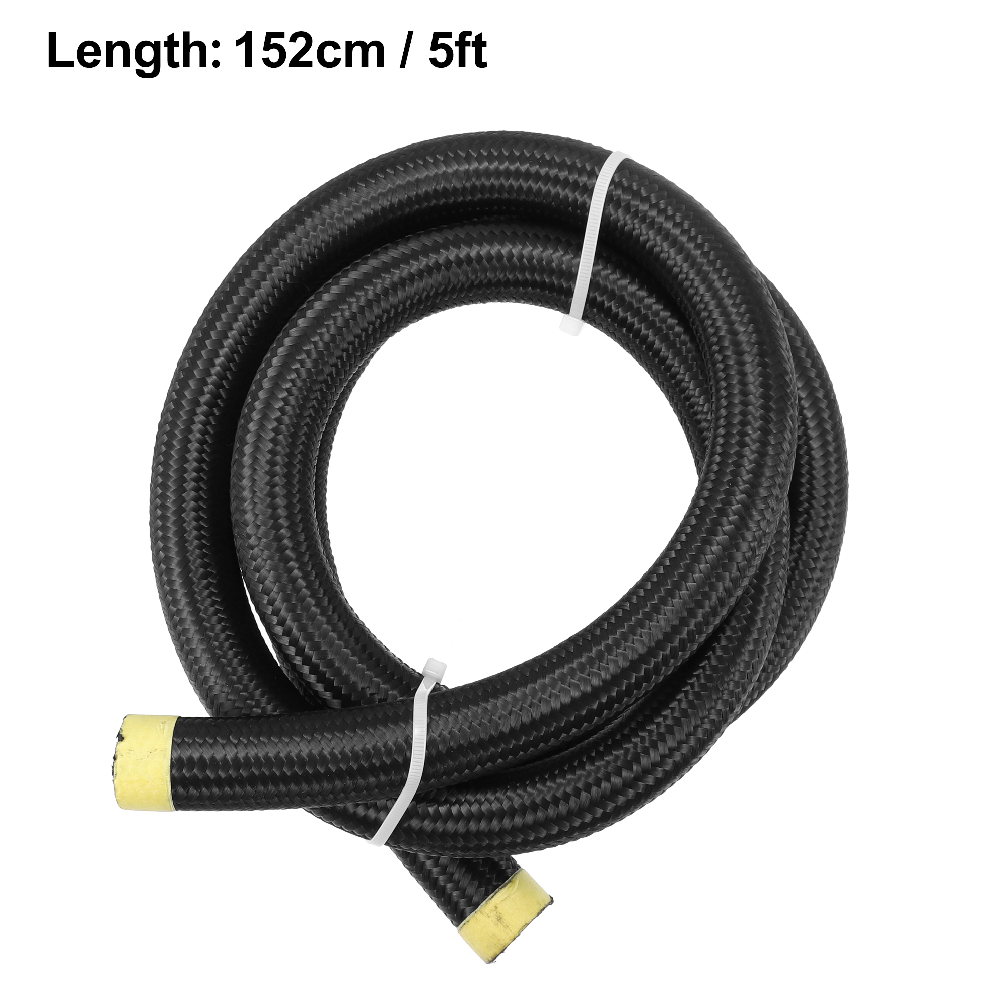 Unique Bargains 5ft 12AN Fuel Hose AN12 Universal Car Braided Nylon Stainless Steel CPE Oil Fuel Gas Line Hose Black