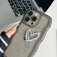 for iPhone Case,Cute Water Wave Bubble Shape Frame 3D Love Heart Pearl