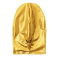 thumbnail image 3 of TiaoBug Unisex Men Women Metallic Latex Full Face Cover Blindfold Mask Hood Shiny Headgear Gold OneSize, 3 of 4