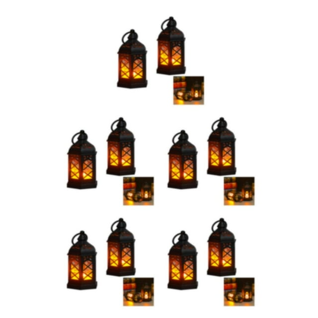 Transemion 2pieces European Style Ambient Light With Flickering Candlelight Indoor Decor Portable Hanging black*2PCS 5Set