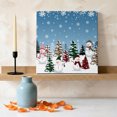 thumbnail image 3 of Ships Next Day Canvas Wall Art 12"x12", Blue Christmas Wood Framed Canvas Print Painting, Snowman Xmas Tree Winter Snowflake Ready to Hang Small Picture Wall Decor for Home Kitchen Dining Room Office, 3 of 9