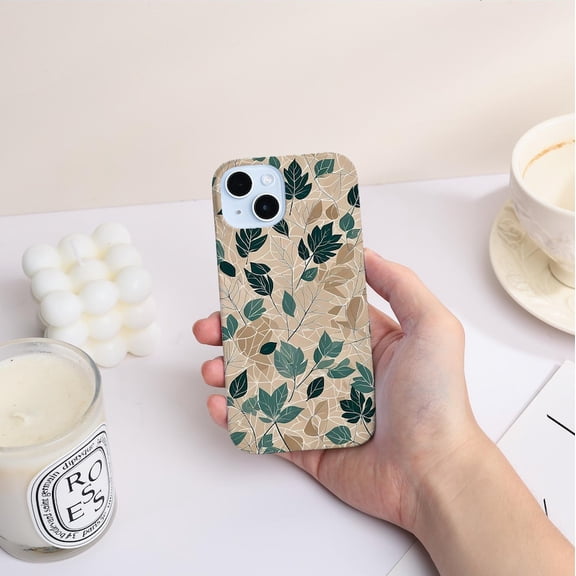 Minimalist Leaf Print Tough Phone Case, Protective Matte Cover with Durable Protection Compatible with Galaxy S21 Ultra