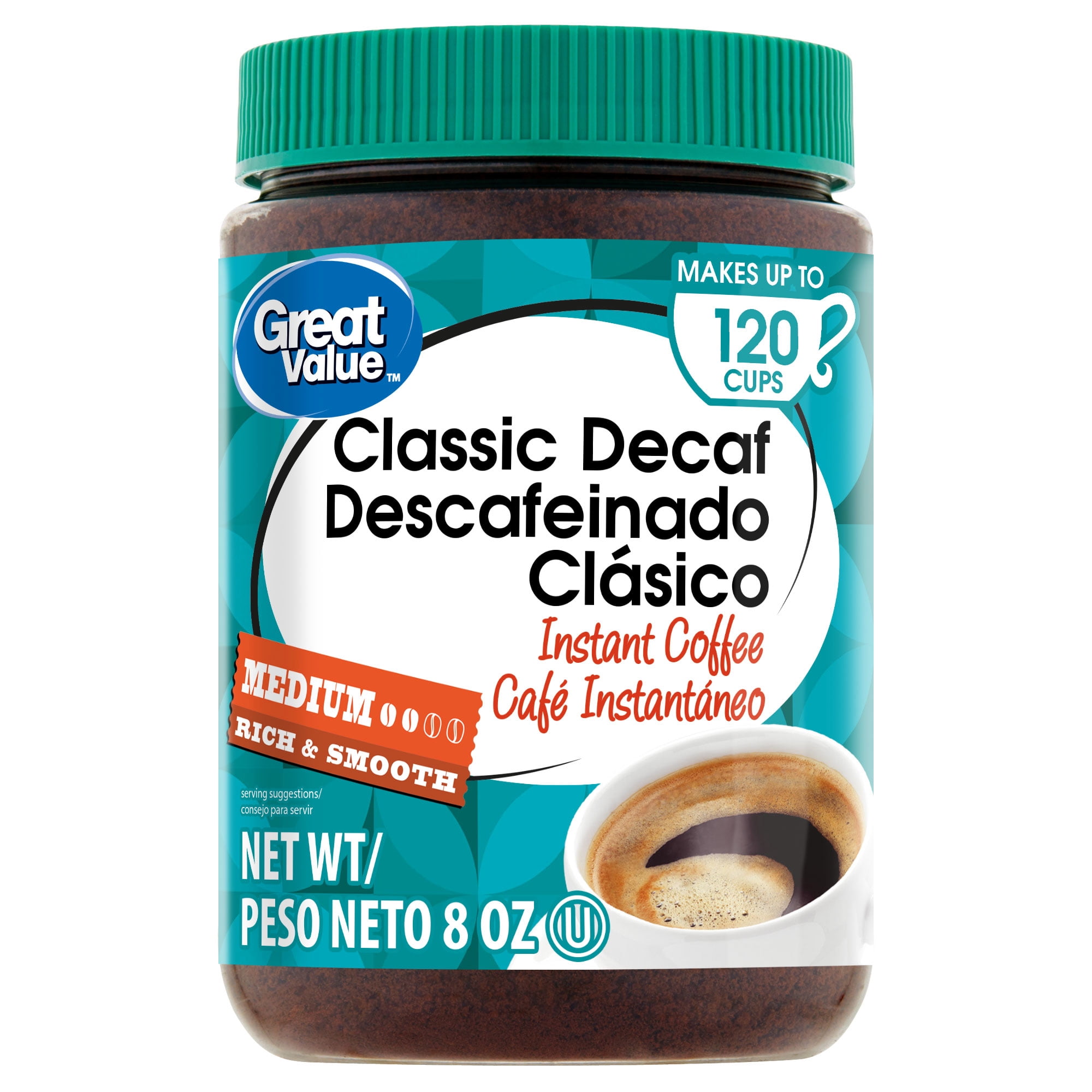Great Value Classic Decaf Medium Instant Coffee, 8 oz