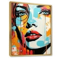 thumbnail image 2 of Designart "Pop Art Woman Portrait In Blue And Orange III" Modern Floater Framed Wall Decor, 2 of 7