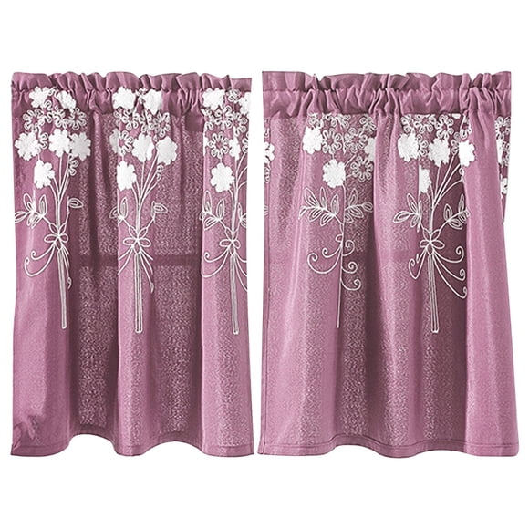 Vwrxbz Rideaux Courts Brodés en Polyester pour Fenêtre de Cuisine 74x61cm Poche pour Tringle Déco Maison