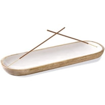 Folkulture Incense Holder or Insense Stick Holder, Mango Wood, 12 x 4 inches, White, Modern Insence Burner