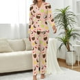 thumbnail image 2 of Top-kevin Women's Pajama Sets Cocktail Glasses Lemon Gold Long Sleeve Lounge Sets Pjs Sleepwear with Pockets, 2 of 12