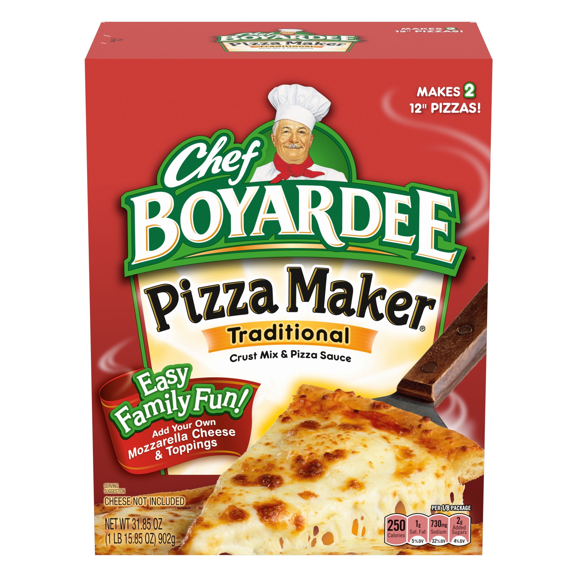 (3 pack) Chef Boyardee Cheese Pizza Maker, Crust Mix and Pizza Sauce Meal Kit, 31.85 oz.
