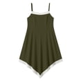 thumbnail image 7 of Zynoxe Womens Midi Dresses Cotton Linen Lace Spaghetti Strap Asymmetrical Hem Summer Dresses Casual Peasant Gauze Vacation Beach Dresses Army Green S, 7 of 7