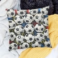 thumbnail image 2 of BANET  Letter H Throw Pillow Cushion Cover, Soccer Balls Arrangement Game Day Theme Abstract Composition with Uppercase H, Zippered Double-Side Digital Print Decor 12x12in, 2 of 5
