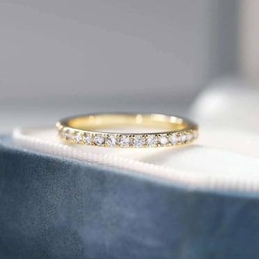 Jewelerix Moissanite Eternity Band Ring, 0.25ct Round Cut Stones, 10K Gold Vermeil Ring, Stackable Women’s Gift Jewelry