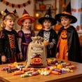 thumbnail image 5 of AZXY Halloween Drawstring Gift Bags Texture Pumpkin Print Candy Treat Pouches, Reusable Portable Multipurpose Goodie Sacks for Halloween Party Favors & Holiday Decor Storage, 5 of 7