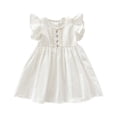 thumbnail image 1 of PEASKJP Baby Girls Short Sleeve Dresses Causal Flutter Sleeve Ruffle Bottom Dress Summer Clothes,White 90, 1 of 5