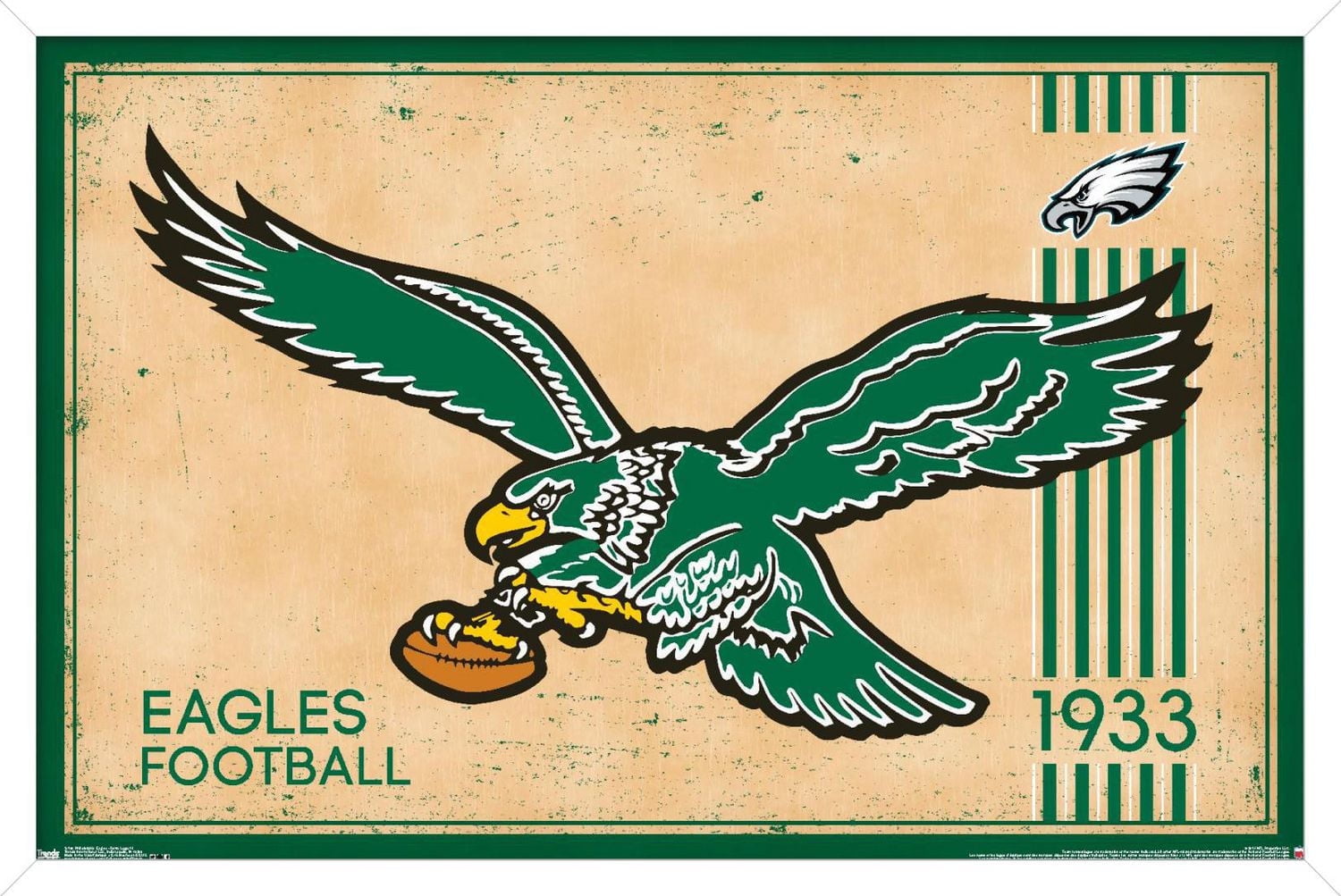 NFL Philadelphia Eagles - Retro Logo 14 Wall Poster, 22.375" x 34" Framed