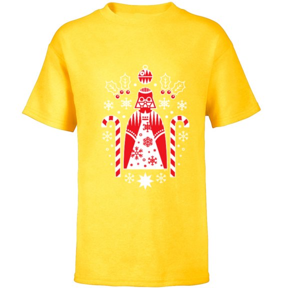 Star Wars Darth Vader Nordic Print Christmas Holiday - Short Sleeve T-Shirt for Kids - Customized-Yellow