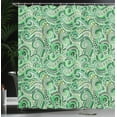 thumbnail image 4 of Ambesonne East Shower Curtain, Classical Retro Green Swirls, 69"Wx84"L, Black and Green, 4 of 5