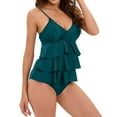 thumbnail image 2 of Vedolay Womens Swimsuits Bikini Set Halter High Waisted Swimsuit 2 Piece Ruffle Tummy Control Tankini,Green XL, 2 of 5