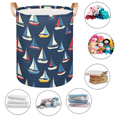 thumbnail image 5 of Qzaxky Color Sailboat Laundry Basket Organizer Foldable Tall Large Laundry Basket Collapsible Folding Laundry Basket Dirty Clothes Fabric, 5 of 7